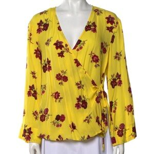 Yellow Floral Wrap Blouse - A.L.C